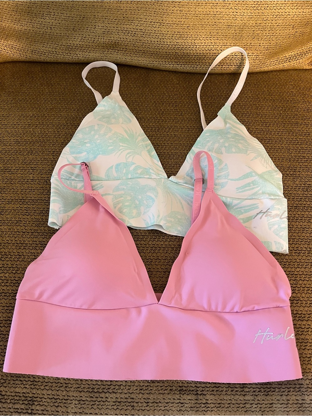 Hurley Pink Bralette & Mint Tropical Print Swim Tops